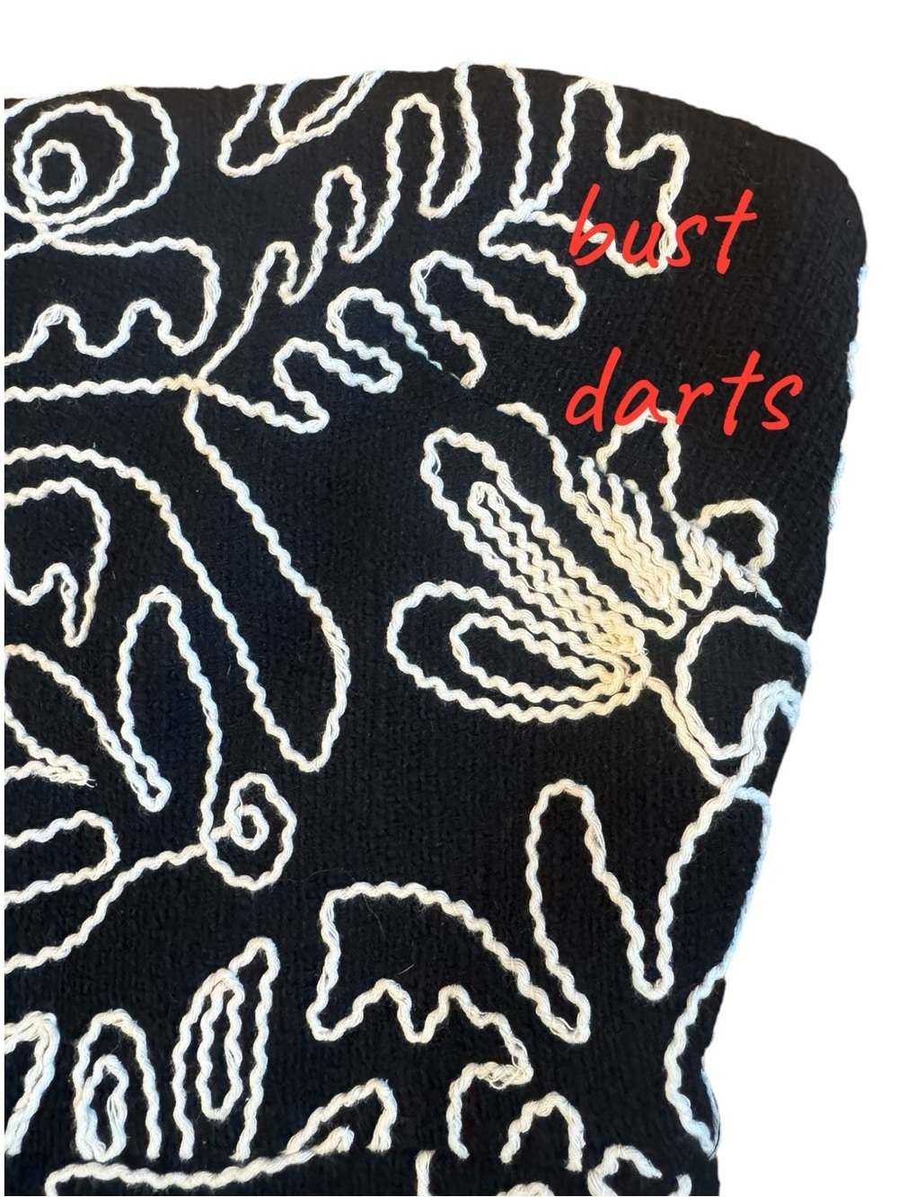 Loft Strapless Black White Midi Dress Embellished Soutache Embroidery Size 0 NWT - Picture 5 of 11